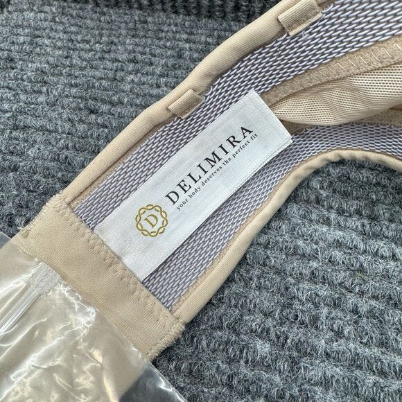 Delimira Strapless Plunge Bra 34D Beige Push Up Flex Underwire Lightly Lined NEW - Picture 7 of 9